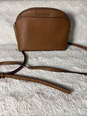 Michael Kors Camel Saffiano Leather Crossbody Dome Bag